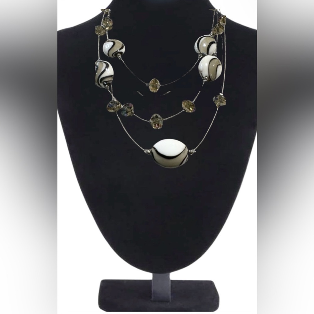 Lampwork Glass Bead Swirl Necklace and Earring Set New